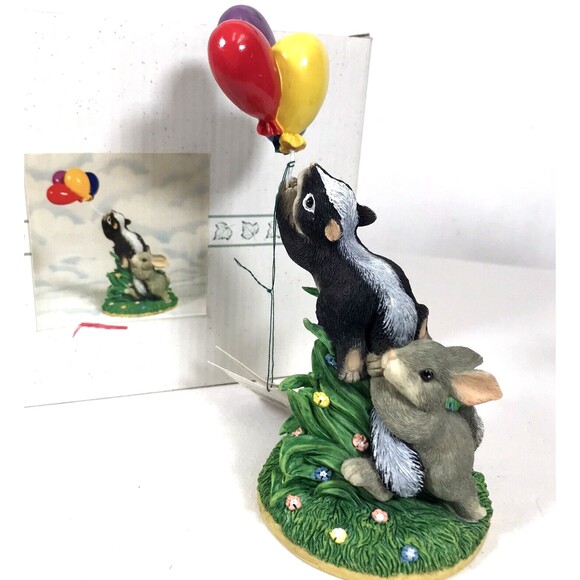 Charming Tails Mouse Hang On 98/600 Skunk/Rabbit Special Ed Fitz & Floyd W/ Box - Picture 1 of 12